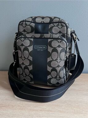Coach Heritage Stripe Flight Signature Crossbody Camera Bag